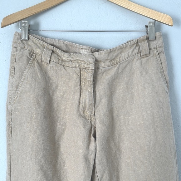 120% Lino Linen Pants. Pale Metallic Gold Sheen. Size 44/M - Picture 4 of 14